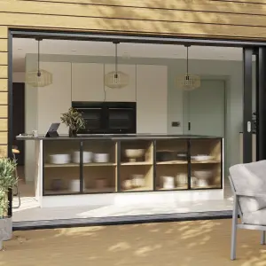 GoodHome Stevia Innovo handleless Matt sandstone Slab 2 drawer front, bridging door & bi fold door 400mm