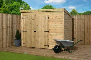 Empire 4000  Pent 8x3 pressure treated tongue and groove wooden garden shed double door left (8' x 3' / 8ft x 3ft) (8x3)