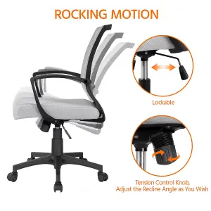 Yaheetech Ergonomic Mesh Office Chair with Mid-Back 360 Degree Rolling Casters Height Adjustable - Light Grey