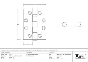 From The Anvil Black 4 Inch Ball Bearing Butt Hinge (Pair) ss