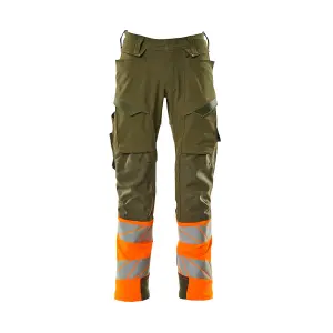 Mascot Accelerate Safe Trousers with Kneepad Pockets - Moss Green/Orange   (31.5) (Leg Length - Regular)