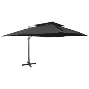 Berkfield Cantilever Umbrella with Double Top Black 400x300 cm