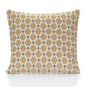 Berkley Luxury Geometric Chenille Cushion Gold 55cm x 55cm