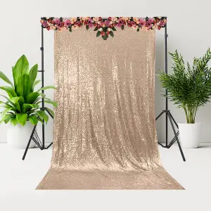 4ft x 7ft Sequin Backdrop Photography Background Shiny Fabric Glitter Curtain Backdrop, Rose Gold