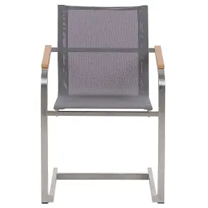 Set of 2 Garden Chairs COSOLETO Stainless Steel Grey