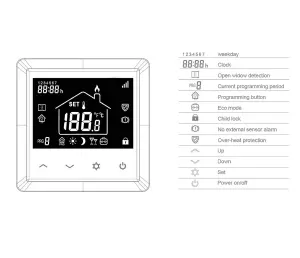 Digital Programmable Thermostat 16A Underfloor or Electric Heating