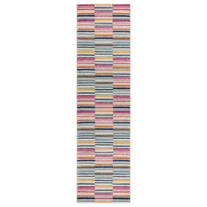 Multi-Coloured Stripe Funky Modern Easy to Clean Optical/ (3D) Rug For DiningRoom-200cm X 290cm