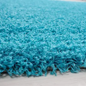 Teal Blue Shaggy Area Rug Elegant and Fade-Resistant Carpet Runner - 120x170 cm