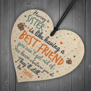 Red Ocean Sister Best FRIEND Gifts Wooden Heart Christmas Friendship Thank You Gift Birthday Plaque Keepsake