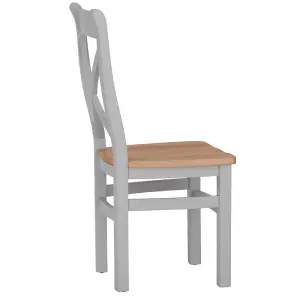 Cross Back Dining Chair with Wooden Seat - L43 x W50 x H97 cm - Grey