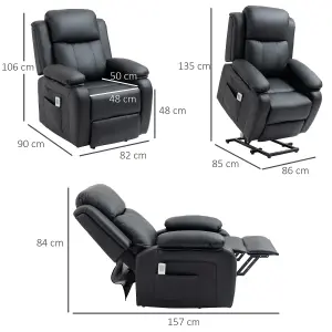 HOMCOM Riser and Recliner Chair Power Lift Recliner with Remote Black