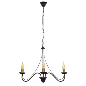 Luminosa Malbo Multi Arm Pendant Ceiling Light Black, Patina 60cm