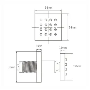 Nes Home Olive Square 3 Way Concealed Thermostatic Shower Mixer Valve, Shower Head, Handheld, 4x Body Jets Set Chrome