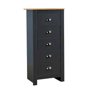 Home Source Camden 5 Drawer Chest Graphite