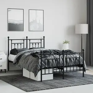 Berkfield Metal Bed Frame with Headboard and Footboard Black 120x190 cm