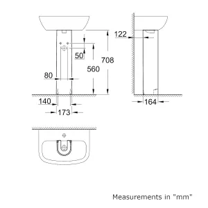 Grohe Bau Gloss White Oval Floor-mounted Full pedestal Basin