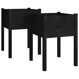 Berkfield Garden Planters 2 pcs Black 50x50x70 cm Solid Pinewood