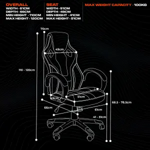 X-Rocker Maverick PC Office Gaming Chair, Ergonomic Computer Desk Chair, Mid Back Gaming Chair, Head Rest & Lumbar Support - GREY