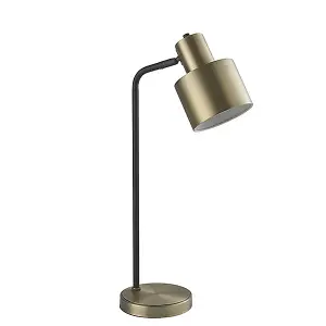 Luminosa Mayfield Task Table Lamp Matt Antique Brass Plate, Matt Black