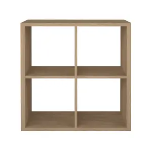 GoodHome Mixxit Natural oak effect Freestanding 4 shelf Cube Shelving unit, (H)734mm (W)735mm