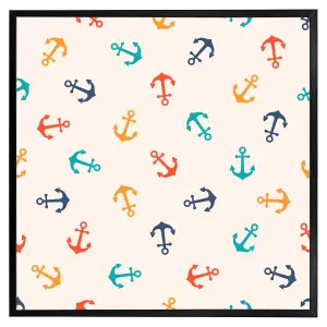 Multi coloured anchors (Picutre Frame) / 20x20" / Grey