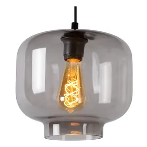 Lucide Medine Modern Pendant Light 25cm - 1xE27 - Smoke Grey