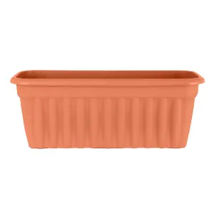 Wham 2x Vista Terracotta Plastic Planter, Extra Large Rectangular Trough (80cm, Pack of 2)