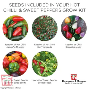 Seed Grow Kit Red Hot Chilli + Sweet Peppers - Ideal Gift