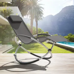 Sun Lounger Paulina - ergonomic, breathable, resistant, foldable, with cushion - grey