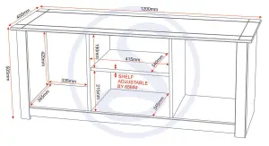 Panama 2 Door 1 Shelf Flat Screen TV Unit in White and Natural Wax Finish