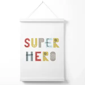 Cute Super Hero Scandi Quote Poster with Hanger / 33cm / White