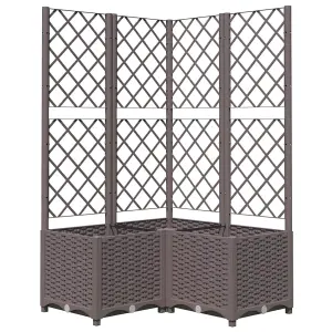 Berkfield Garden Planter with Trellis Brown 80x80x136 cm PP