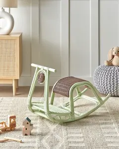 Rattan Kids Rocking Chair Light Green ASPRIA