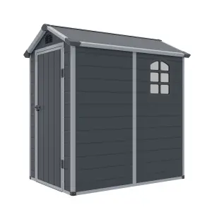 Rowlinson Airevale 4X6 Plastic Apex Shed Dark Grey with Assembly