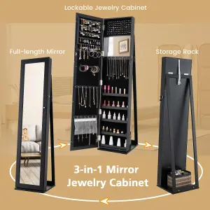 Costway 3-in-1 Jewelry Cabinet Full-Length Mirrored Jewelry Armoire Storage Organizer