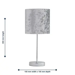 First Choice Lighting Set of 2 Chrome Stick Table Lamps with Grey Crushed Velvet Shades