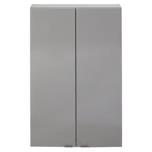 GoodHome Imandra Gloss Anthracite Double Bathroom Wall cabinet (H)90cm (W)6cm