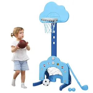 Costway Basketball Hoop Set 3 in 1 Sports Activity Center with Basketball Football & Golf