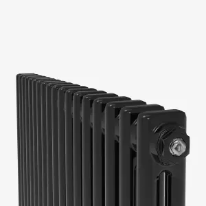 Vertical Black Double Column Radiator (H) 1800mm x (W) 290mm, 3770 BTU.