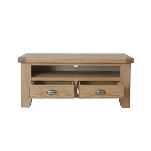 Home Source Holcombe Oak 2 Drawer TV Stand Cabinet