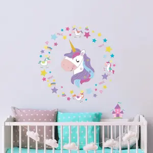 Walplus Magical Unicorns World Kids Sticker PVC Multicoloured