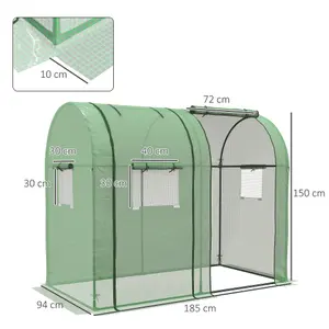 Outsunny Tomato Greenhouse with 2 Roll-up Doors, 185 x 94 x 150cm, Green