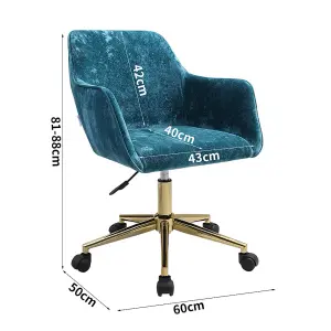 Mint Green Ice Velvet Upholstered Swivel Office Chair Desk Chair With Armrest