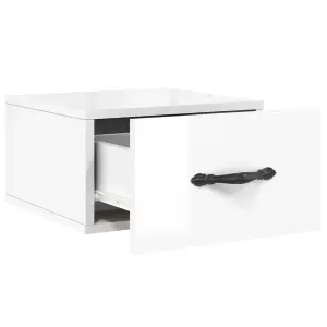 Berkfield Wall-mounted Bedside Cabinet High Gloss White 35x35x20 cm