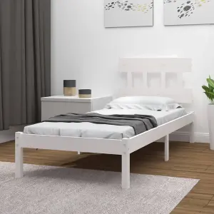 Berkfield Bed Frame White Solid Wood 100x200 cm