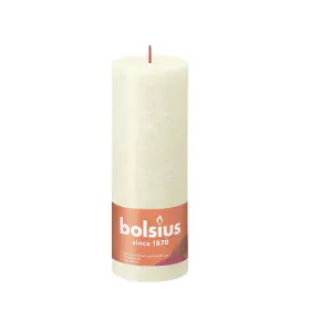 Soft & Pearl Bolsius Rustic Shine Pillar Candle. Unscented. H19 cm