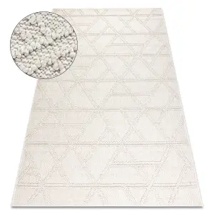 Carpet JERSEY 19241 cream - Rhombuses, geometric structural, loop BOHO 200x290 cm