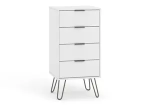 Core Products Augusta Industrial White 4 drawer narrow chest of drawers