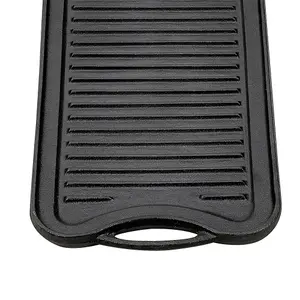 Rectangular Cast Iron Griddle Pan Grill Pan Steak Pan 53cm x 26.5cm