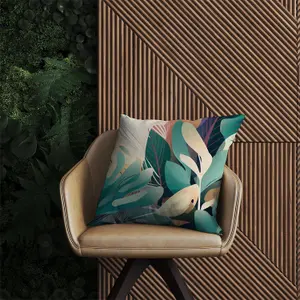 Abstract Tropical Leaves Outdoor Cushion 60cm x 60cm